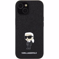 Karl Lagerfeld Fiksēts mirdzošs Ikonik logotips metāla piespraude apvalks iPhone 15 - melns