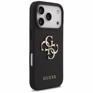Guess Graudains Liels 4G un Klasiskais Logotips viedtālruņa apvalks iPhone 17 Pro - melns