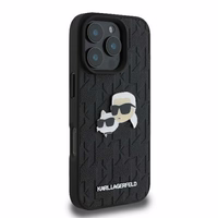 Karl Lagerfeld Monogramma Karl & Choupette Head Pin viedtālruņa apvalks iPhone 16 Pro Max - melns