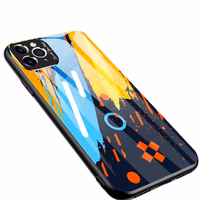 Krāsu stikla viedtālruņa apvalks izturīgs apvalks ar rūdīta stikla aizmuguri un kameras vāciņu iPhone 11 Pro Max raksts 1