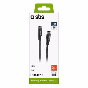 SBS TECABLETCC20BK USB-C Cable - USB-C 25W Power Delivery 1.5m - Gray
