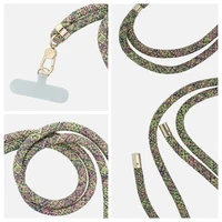 SWING (8mm) Tālruņa siksniņa, Tālruņa kulons ar regulējamu garumu / auklas garums 165cm (maks. 82.5cm cilpā) / uz pleca vai kakla - pelēki zaļa-rozā