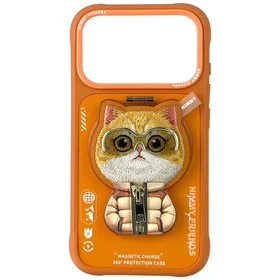 Nimmy Cool&Cute 2.0 Cat macins iPhone 17 Pro ar magnetisko turetaju - oranzs