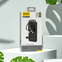 Dudao K11 10000mAh portatīvais lādētājs ar iebūvētiem kabeļiem - melna