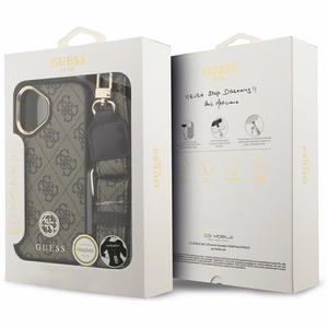 Guess 4G Strass Logo & Big Strap Metal Buttons Magnētiskais apvalks iPhone 17 - brūns
