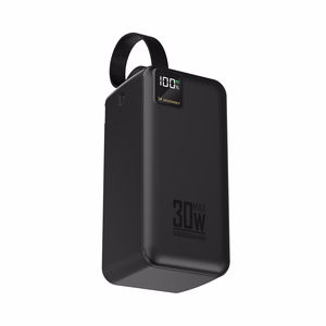 Wozinsky W8-B 50000mAh 30W ārējais akumulators, 2xUSB-A, 2xUSB-C, USB micro, ar lukturīti, melns