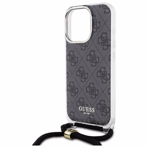 Guess Crossbody Cord 4G Print viedtālruņa apvalks iPhone 16 Pro Max - melns