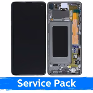 LCD Display Compatible With Samsung G973 S10 With Frame / Prism Black / (Service Pack)