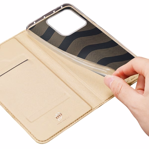 Dux Ducis Skin Pro viedtālruņa apvalks Xiaomi 13 Pro ar kartes turētāju un zelta statīvu