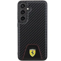 Ferrari Carbon Stitched Bottom viedtālruņa apvalks Samsung Galaxy S24+ - melns