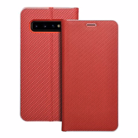 Viedtālruņa apvalks LUNA Book Carbon priekš SAMSUNG S10 sarkans