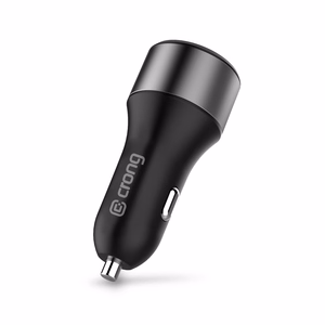 Crong Power 63 W automašīnas lādētājs ar USB-C PD 45 W un USB-A QC 3.0 18 W pieslēgvietām, melns