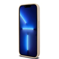 DKNY Ādas rūtainais mono raksts un drukātās svītras viedtālruņa apvalks iPhone 15 Pro - rozā