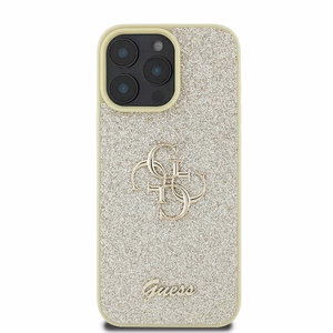 Guess Fiksētais Blizgus Lielais 4G apvalks viedtālrunim iPhone 16 Pro - zelts