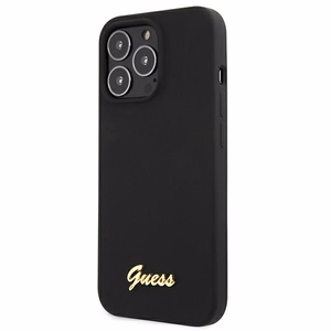 Guess GUHMP13XLSLMGBK iPhone 13 Pro Max 6.7" black/black hardcase Silicone Script Gold Logo MagSafe
