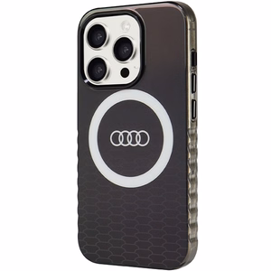 Audi IML Magnētiskais apvalks viedtālrunim iPhone 15 Pro ar lielu logotipu - melns