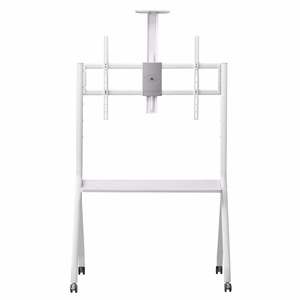 Maclean TV stand / cart, camera shelf, on casters, 55-100", max load 120kg/10kg shelf, max. VESA 900x600, balts, MC-114 W