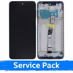 LCD Displejs Saderīgs ar Xiaomi Redmi Note 9S (Note 9 Pro) Ar Frame / Zils / (Service Pack)