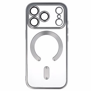 Металлический чехол MagSafe для iPhone 17 Pro Max серебристый