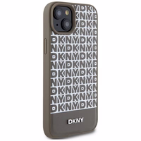 DKNY Ādas drukāts raksts metāla logotips Magnētiskais viedtālruņa apvalks iPhone 15 / 14 / 13 - brūna