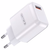 JELLICO sienas lādētājs A77 22,5W 1xUSB QC3.0 + kabelis Lightning Balts