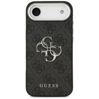 GUESS viedtālruņa apvalks IPHONE 17 Air GUHCP17MP4G4SMCK (4G PU ādas apvalks ar lielu 4G un klasisko logotipu un sudraba metāla kameras rāmi) melns