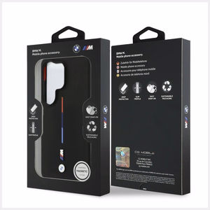 BMW M Silikona Tricolor Line MagSafe Maciņš priekš Samsung Galaxy S26 Ultra - melns