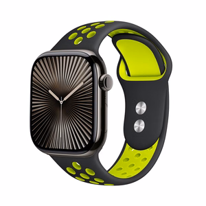 Crong Duo Sport siksniņa Apple Watch 38 / 40 / 41 / 42 mm, melna un laima zaļa
