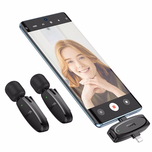 Беспроводной петличный микрофон Lightning / USB C Hoco 2 шт L15 черный