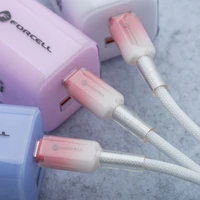 Kabelis FORCELL F-ENERGY C354 gradientinis Type-C uz Type-C QC4.0 PD 3A 60W 1 m balts