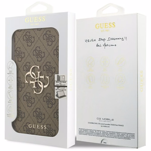 Guess Book 4G Metal Logo Чехол для iPhone 17 Pro Max - коричневый