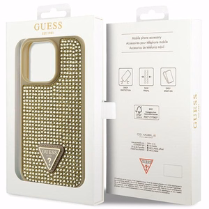 Guess GUHCP14LHDGTPD iPhone 14 Pro 6.1" zelts zelts Kietais vāciņš Rhinestone Triangle