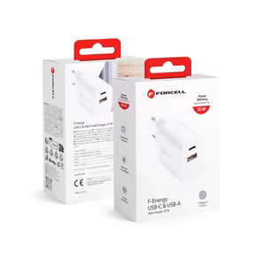 Phone charger Forcell F-Energy USB C + USB A QC4.0 PD 3A 35W TFK-TC-35WPD white
