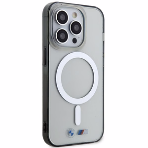 Apvalks BMW BMHMP14XHCRS iPhone 14 Pro Max 6.7" caurspīdīgs cietais apvalks Sudraba Gredzens MagSafe