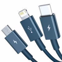 USB Kabelis Baseus "3in1 Superior" Zils 150cm (līdz 3.5A)