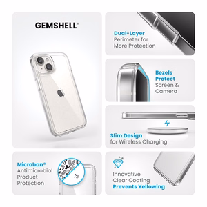 Speck GemShell vāciņš ierīcei iPhone 17e / 16e / 15 / 14 / 13, caurspīdīgs