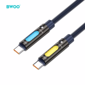 BWOO 240W Type C to Type C Data scented Kabelis With RGB Lighting melns X325C-C