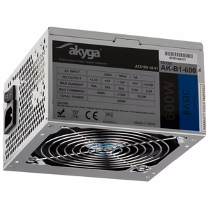 Akyga AK-B1-600 barošanas bloks 600 W 20+4 pin ATX ATX pelēks