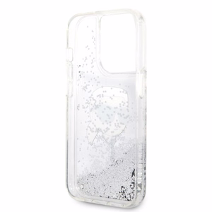 Karl Lagerfeld Glitter Karl's Head viedtālruņa apvalks iPhone 14 Pro Max - sudraba