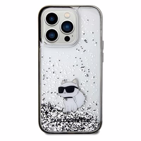 Karl Lagerfeld Liquid Glitter Choupette viedtālruņa apvalks iPhone 14 Pro - caurspīdīgs