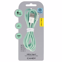 Blavec Kabelis Candy pīnēts - USB uz Type C - PD 60W 3A 3 metri Apple CarPlay/Android Auto (CCA-UC3GN30) zaļš