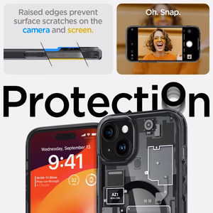 Spigen Ultra Hybrid Mag viedtālruņa apvalks ar MagSafe iPhone 15 Plus - tumši pelēks (Zero One raksts)