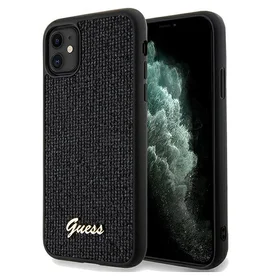 Guess Disco Metāla uzraksts viedtālruņa apvalks iPhone 11 / Xr - melns