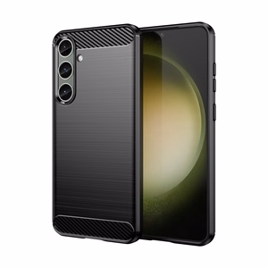 Apvalks Carbon apvalks Samsung Galaxy S24+ elastīgs silikona oglekļa vāks - melns