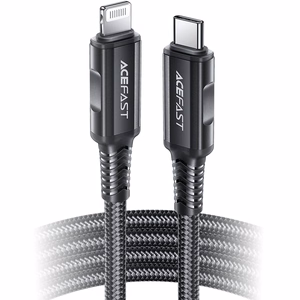 Acefast C4-01 Lightning - USB-C PD kabelis 30W 3A 480Mb/s 1.8m - melns