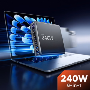 Tech-Protect DC240W-GAN 6 portu galda lādētājs PD 240W / QC3.0 melns