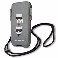 Karl Lagerfeld Saffiano Ikonik Karl&Choupette Head 6.7'' Soma - pelēka