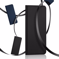 Dux Ducis Skin Pro viedtālruņa apvalks Realme 10 Pro+ ar atveramu vāciņu, maku ar kartēm un statīvu - zilais