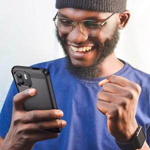 Carbon Case viedtālruņa apvalks Xiaomi Redmi A1+ elastīgs silikona oglekļa pārklājums melns