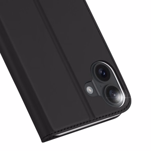 Dux Ducis Skin Pro viedtālruņa apvalks iPhone 16 ar atveramu vāciņu un karšu nodalījumu - melns